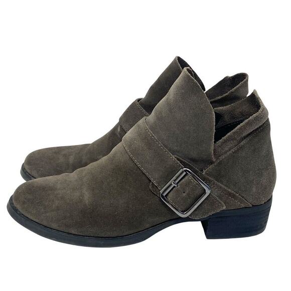 Franco Sarto Shoes - Franco Sarto Suede Buckle Ankle Booties Women’s Sz 8 Taupe Brown